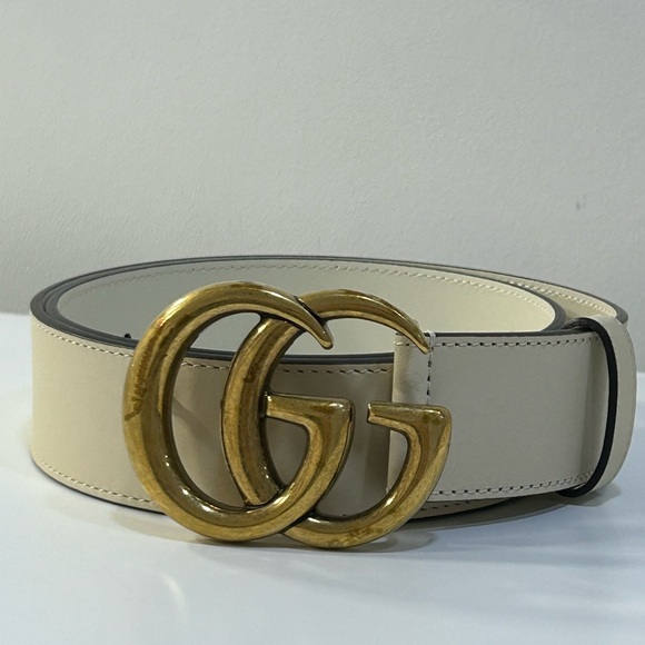 Gucci ivory leather double G Belt